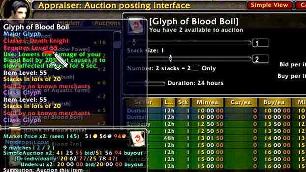 Pricing and Posting Glyphs in the Auction House